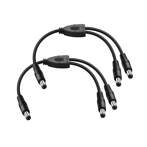PNGKNYOCN 30cm DC 5.5x2.5mm 1 Stecker auf 2 Stecker Stromversorgungs-Splitterkabel, Y-Splitter-Adapterkabel für CCTV-Kameras DVR, LED-Lichtstreifen (2-Pack) - Cheap-Us