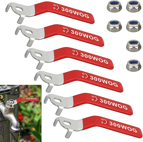 Tongdejing 6 Stück Edelstahl-Kugelhahn, Hebelgriff für Kugelhahn Das Loch Größe ist etwa 8x6mm Rated to 300WOG für Outdoor-Wasserhahn Ersatz Reparatur Schlauch Bib(Size:6 Stück) - Cheap-Us