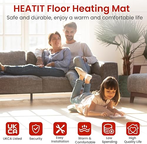 HEATIT Fußbodenheizungsmatte Elektrisch strahlendes selbstklebendes Fußbodenheizungssystem 200w/㎡ Warmmatte - Cheap-Us