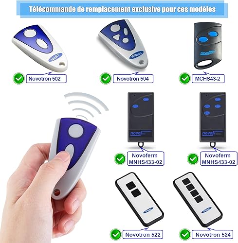 Garagentor Ersatz Fernbedienung kompatibel mit Novoferm Novotron Handsender 502 MAX43-2 Novotron 512 MIX43-2 433,92MHz - Cheap-Us