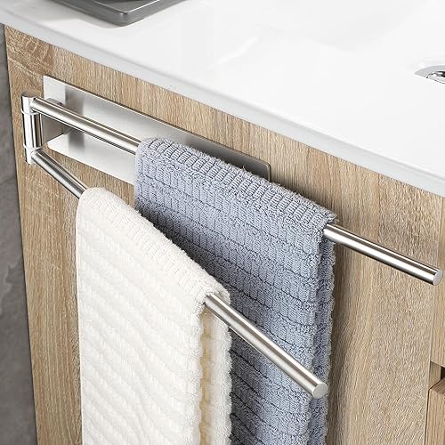 OETAMS Handtuchhalter Ohne Bohren Silber 180° Schwenkbar Handtuchstange Selbstklebend Handtuchhalter 304 Edelstahl Badetuchhalter Doppelter Habdtuchhalterung Bad - Cheap-Us