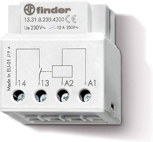 Finder 133182304300PAS Relais zum Einbau an der Dose/hinter der Steuertafel, 1 Schließer, 230 V AC, 12 A bei 250 V AC - Cheap-Us