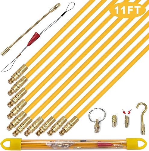 VOANZO 10 STÜCKE Kabelstangen Elektrische Stangen mit Haken und Loch-Kit Fiberglas Elektrisch anschließbares Fischband-Zug-Kit - Drahtdurchmesser 4 mm Länge 330 mm - Cheap-Us