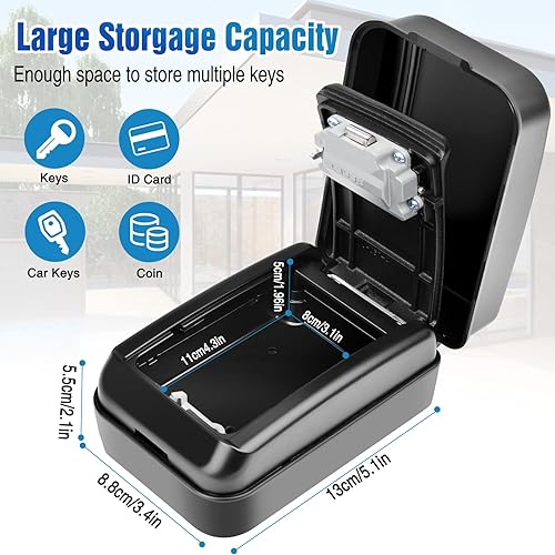 KTUEOV Schlüsseltresor mit Zahlencode, Groß Schlüsselsafe Aussen 4 Stellig Wasserdicht Schlüsselbox mit Code für Draußen und Innen, Wandmontage Schlüsselkasten mit Zahlencode für Haus, Büro, Fabrik - Cheap-Us