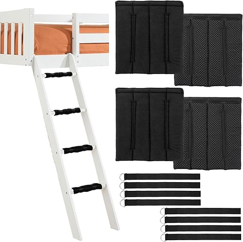 BTSKY Etagenbettleiter-Pads mit 8 verstellbaren Klettverschlüssen – schwarze rutschfeste Schaumstoffpolsterung für Trittleiter, Kletterleiter, Bettleiter, Teleskopleiter, 4 Stück - Cheap-Us