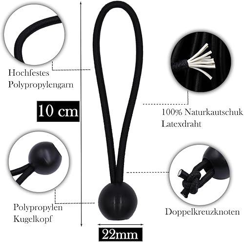 BYZANDQI Spanngummis mit Kugel 50 Stück, Zeltgummis mit Kugel 10 cm, Planenspanner Gummispanner Expanderschlingen Gummischlaufen für Planen Zelt Banner Netz Pavillions - Cheap-Us