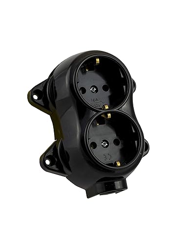 Aufputz Vintage Abzweigdose Schwarz 80x40 mm Rund Retro (Abzweigdose Schwarz) - Cheap-Us