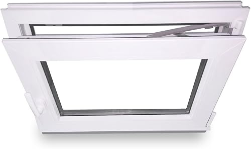 Kellerfenster - Kunststoff - Fenster - weiß - BxH: 80X65 cm - DIN Links - 2-Fach Verglasung - Wunschmaße ohne Aufpreis - Lagerware - Cheap-Us