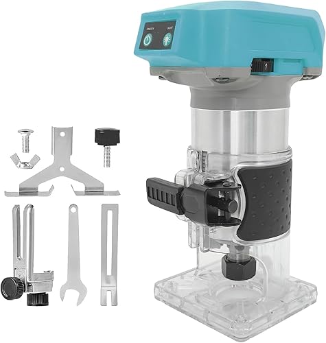 Akku Kantenfräse, Kompatibel mit Makita, 1/4 Zoll mit Transparente Basis 18V Akku-Oberfräse Geeignet für Prozessschnitzen, Lichtbogenschneide（Ohne Akku） - Cheap-Us