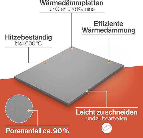 Feuerfest 123 - Kalziumsilikatplatte [500x300x100 mm] - Dämmung Verkleidung Öfen & Kamine - Dämmplatte Klimaplatte niedrige Wärmeleitfähigkeit - 1.000 °C hitzebeständig - Wärmedämmplatte - Cheap-Us