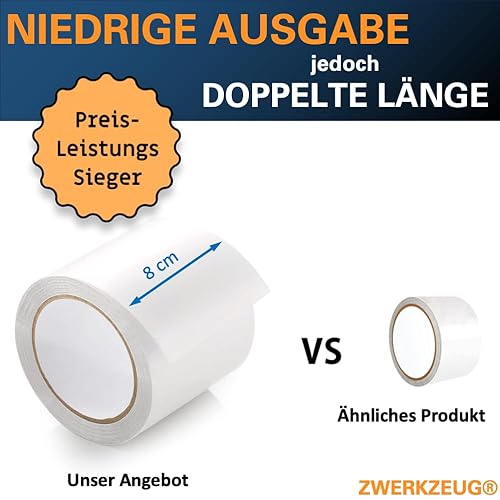 ZWERKZEUG Planenband - Reparaturkleberband – extra lang 8cm x10m - hohe Klebekraft – UV beständig – Wasserfest – in zwei Farben erhältlich - geeignet für Abdeckplane, Gewerbeplane, Zelt, Sonnenschirm - Cheap-Us