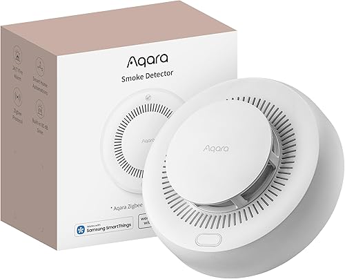 Aqara Rauchmelder, Erfordert Aqara Zigbee 3.0 Hub, Feuermelder Rauchwarnmelder mit 85dB-Sirene, Brandmelder mit 10 Jahren Batterielebensdauer, Unterstützt HomeKit, Alexa, Google, Matter Over Bridge - Cheap-Us