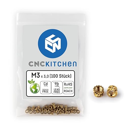 CNC KITCHEN Original Gewindeeinsatz, M3x3, kurze Version, 100 Stück - Cheap-Us