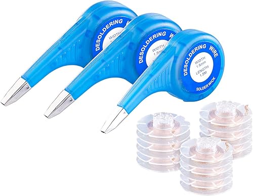 AGT Entlötdraht: 9er-Set Entlötlitzen mit 3 Spendern, beschichtet, je 1,5 mm x 1,5 m (Entlötsauglitze, Lötdochte) - Cheap-Us