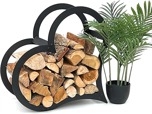 DanDiBo Kaminholzregal Innen Metall Schwarz Stehend Herz 52 cm Kaminholzständer 96469 Kaminholzhalter Brennholzregal Feuerholzregal - Cheap-Us