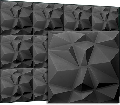 Deccart - 3D Wandpaneele Styropor Wandverkleidung Decke Deckenverkleidung Paneele Deckenplatten Wall Deko Panel Wand Panels Polystyrol 50x50 cm Diamant 2 m², 8 Stück, Schwarz - Cheap-Us
