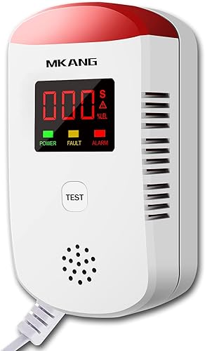 Gasmelder-MKANG, Haushalts Erdgas Flüssiggas Stadtgas Alarme, Brennbaren Methan Propan Butan Gas Lecksucher,deutsche Sprachansage, Warnung vor rotem Blitzlicht, Gaskonzentration der Digitalanzeige - Cheap-Us