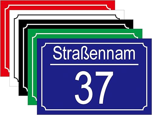 CQSXM Hausnummer mit Straßennamen und Nummer, Hausnummernschild aus Aluminiumlegierung - Anpassbare Nummer und Straßenname, Wetterfest (Blau) - Cheap-Us