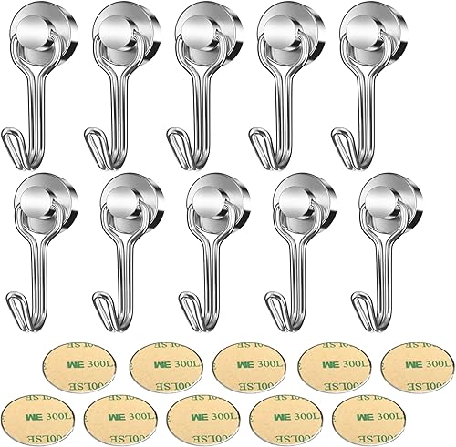 Magnethaken, 10 Stück Schwarz Magnethaken Extra Stark,20mm Black Magnet Haken,Magnet Haken Drehbar hält 30LBS (13KG) Super Starker Magnete mit Haken Drehbar und Schwenkbar (20mm,black) - Cheap-Us