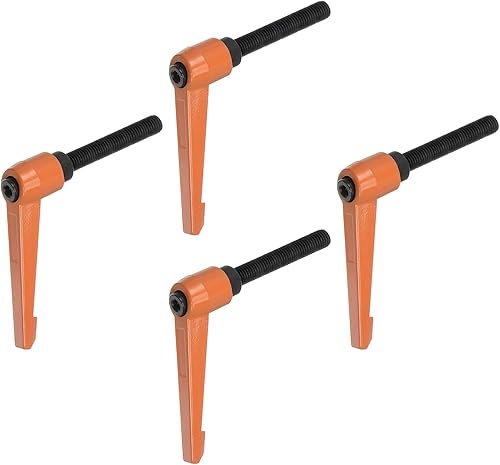 QUARKZMAN 4Stk Einstellbar Klemmung Hebel Handgriffe M10 x 50mm Außengewinde Gewindebolzen Knöpfe Drehschraube Verriegelung Schnellverschluss Ratschen Druckschalter Griff Orange - Cheap-Us