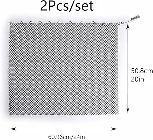 Kamin-Netzvorhang, hitzebeständig, Netzstoff, Kamingitter Vorhang, Metall, Kamin, Standtor, 61 x 48,3 cm, 2 Stück - Cheap-Us