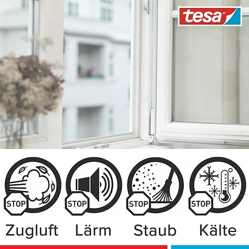 tesamoll Universal Schaumstoff - Schaumstoffdichtung zum Isolieren von Spalten im Haushalt, selbstklebend - Weiß - 10 m x 15 mm x 5,5 mm (Packung mit 2) - Cheap-Us