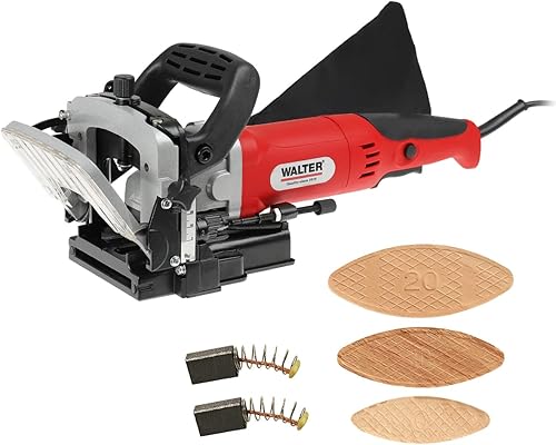 WALTER Flachdübelfräse 900 W, Nutfräse, Fräsmaschine Holz, mit 60 Flachdübel, Holzverbindungsfräse, winkel- und höhenverstellbar, für ein präzises Erstellen von Holzverbindungen - Cheap-Us