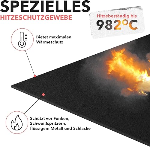 EVOCAMP Feuerfeste Unterlage 50x50 cm - Hitzeschutzmatte hitzebeständig bis 982 °C - Lötmatte als feuerfeste Matte für sicheren Brandschutz - Brandschutzmatte als ideale Feuerschutzmatte - schwarz - Cheap-Us