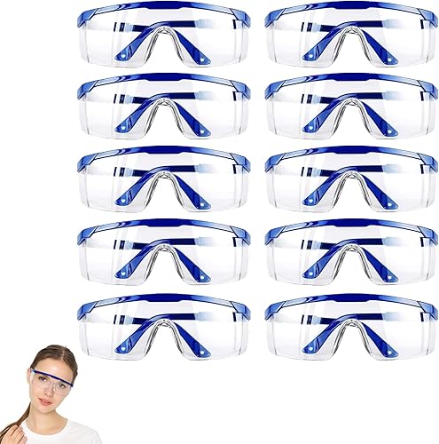 CPRNQY 10 Stück Schutzbrille Arbeitsschutzbrille, Schutzbrille, Arbeitsschutzbrille, Antibeschlag Augenschutzbrille, Schutzbrille für Brillenträger Transparent - Cheap-Us