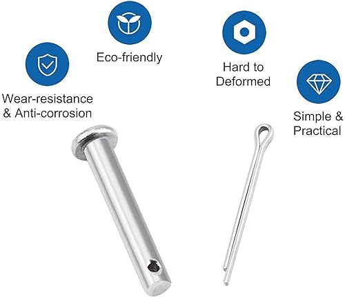 BOUACOUA Einloch Gabelbolzen & Splinte Satz Edelstahl Flach Kopf Scharnierstifte Satz M6x80mm (3 Stück) - Cheap-Us