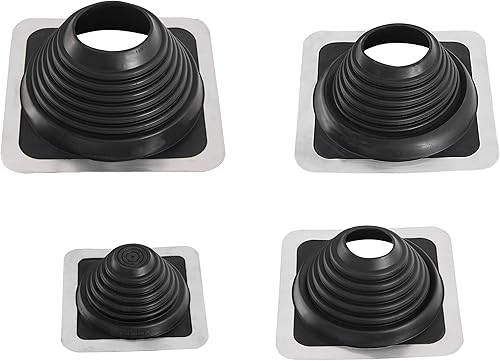 FOLNET Rohrmanschette Dachdurchführung Kabel- Rohrdurchführung Dichtungsflansch für Blechdachdeckungen EPDM 3 bis 724 mm Blechpfannen Trapezblech Doppelstehfalz (EPDM quadratisch, 6 mm - 70 mm) - Cheap-Us