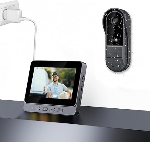Türklingel mit Kamera Kabellose,Türklingel für den Außenbereich, Wasserdicht, Video Doorbell Türsprechanlage, mit Kamera, HD-Monitor, Nachtsicht, Bidirektionales Audio - Cheap-Us