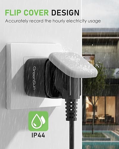 GreenSun WLAN Steckdose Outdoor - Zeitschaltuhr Aussenbereich Stromzähler für Steckdose Aussensteckdose Wasserdicht IP44 Kompatibel mit Alexa, 16A Wlan Steckdose mit Strommessung Zeitschaltuhr - Cheap-Us