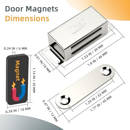 Magnetschnäpper Jiayi 6 Stück Tür Magnete für Schranktüren Magnetverschluss Schrank Magnete Türmagnete für Möbel Edelstahl Schubladen Magnet Türschließer Möbelmagnete Türmagnet Selbstklebend - Cheap-Us