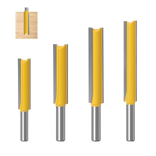 HWTONG 4 Stück Fräser für Oberfräse, Extra Langer Bündigfräser, für Holz, Gerader Schnitt, Hartmetall, 8mm Schaft, 76mm Schnittlänge, 109mm Gesamtlänge - Cheap-Us