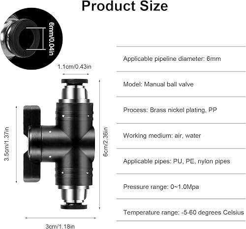 Pneumatik Steckverbinder Gerade 8 mm Pneumatischer Kugelhahn mit Absperrhahn für Schnellen Anschluss von Luftleitungen 4 Stück - Cheap-Us