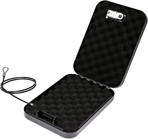 HMF 317-02 Sicherheitsbox mit Zahlenschloss, tragbarer Safe, Sicherungskabel | 24 x 16,5 x 4,5 cm | Schwarz - Cheap-Us