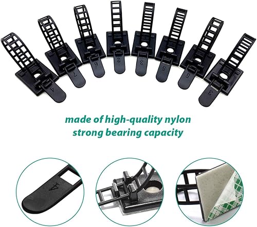 50 Stück Kabelbinder und Kabelclips mit Klebehalterung - Verstellbare Nylon Kabelbinder mit Schrauboption - Kabelmanagement Lösungen für Drähte und Kabel - Perfekt für Zuhause Büro und Werkstatt - Cheap-Us