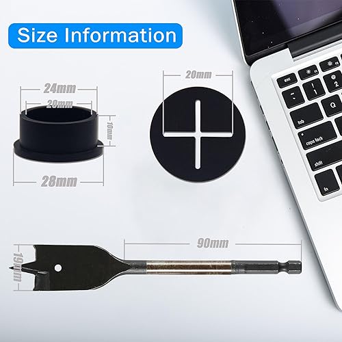 BESTYCHAO Flexible Silikon-Kabeldurchführung, 6 Stück, 25mm, Schreibtischdurchführung mit 1 Bohrer, für Schreibtisch, Tisch und andere Möbel, Lochabdeckung, Kabelmanagement (Weiß) - Cheap-Us