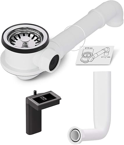 AQUADE 72341 Siebkorbventil Ventil 70mm mit Raumschaffer Abtropf-Überlauf, Edelstahl, Kunststoff - Cheap-Us