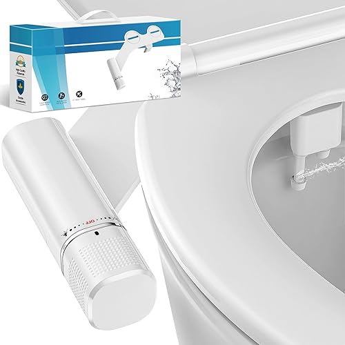 Bidet Aufsatz - Ultra-Slim Bidet-Aufsatz für Toilette mit Einziehbare selbstreinigende Doppeldüsen, Front- und Heckreinigung, Einstellbarer Druckschalter für Kaltes Wasser（Weiß） - Cheap-Us