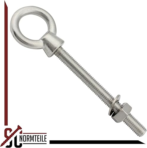 Augbolzen mit metrischem Gewinde - M8 x 80 mm - (5 Stück) - Ringschraube/Augenbolzen - (Gewindelänge: 80 mm) - aus Edelstahl A4 V4A - SC8267 | SC-Normteile® - Cheap-Us