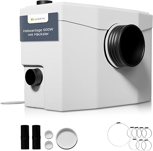 Juskys Hebeanlage 600 W - Schmutzwasserpumpe mit Häcksler, Kleinhebeanlage bis 7 m Höhe, Abwasserpumpe, Haushaltspumpe für Dusche, Fäkalienpumpe - Cheap-Us