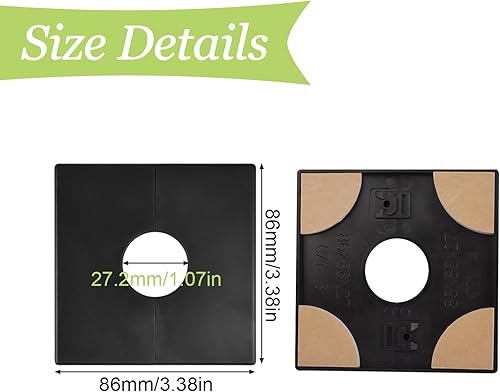 UFURMATE Rohrwandabdeckungen, ABS-Kunststoff, quadratische Rosettenplatten, selbstklebende Rohrplattenabdeckungen, dekorative Duschrohrabdeckungen für 32 mm Durchmesser, Weiß, 2 Stück - Cheap-Us