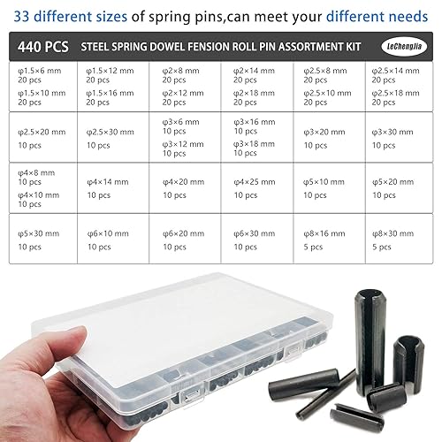 440 Stück Schlitz-Federstifte Rollstifte Sortiment Set Stahl Split Federdübel Spannstifte Metall Hardware Sortiment Kit Hohlfederstifte gemischte Größen M1.5 M2 M2.5 M3 M4 M5 M6 M8 schwarz mit Box - Cheap-Us