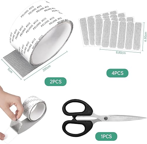 TOKIISHE Fliegengitter Reparatur Set, Reparaturband für Moskitonetze, Stark haftender Insektenschutz Fliegengitter Fenster Reparatur Klebeband für Tür Loch Von Ausbesserung - Weiß - Cheap-Us