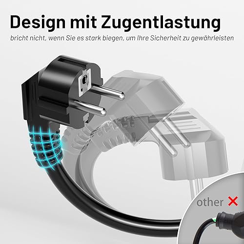 Vickwire Verlängerungskabel 3m Kabel Kabelverlängerungen mit Schutzkontakt Stecker Schuko Verlängerung 16A/250V, Weiß, H05VV-F 3G1,5 mm² - Cheap-Us