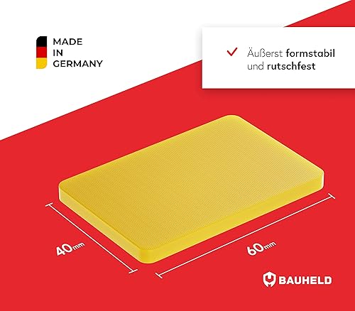 BAUHELD® Universal Unterlegplatten 60x40 mm [40/80/160 Stück] - Mehrfarbige Unterlegplättchen aus Kunststoff [Made in Germany] - Abstandshalter Keile in den Größen: 1.5, 2, 3, 4, 5, 10, 15, 20mm - Cheap-Us