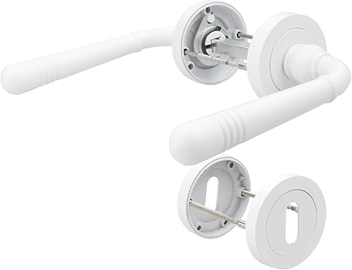 VERAMET® Schwarz Türbeschlag Türbeschlag für Badezimmertüren | Türgriff Schwarz Matt Eckig Drückergarnitur Türbeschlag Türklinke Türdrücker| L-Form | Schwarz WC - Badezimmer - Cheap-Us