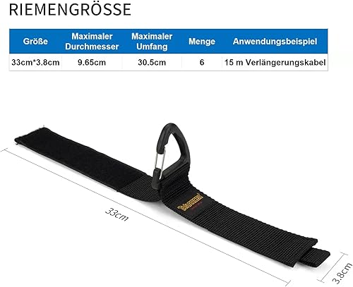Verlängerungskabel-Organizer & Aufhänger (6er Pack). Flexible Klettbänder mit Dreieckschnalle für Kabel, Seile, Schläuche. Organisation und Aufbewahrung in Haus, Garage und Werkstatt，Designpatent - Cheap-Us